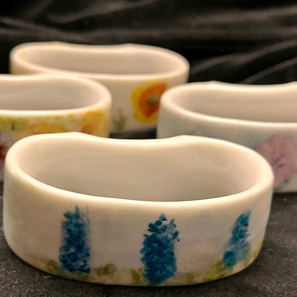 Polish Napkin Rings Holders Dining Hand Painted Porcelain Ceramic Gift Floral - Picture 13 of 16